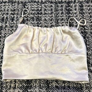 Elegant Cream Satin Crop Top
